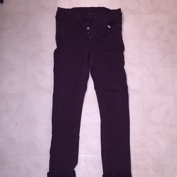 Purple/ Maroon Skinny Jeans with 5 Buttons - Picture 1 of 2